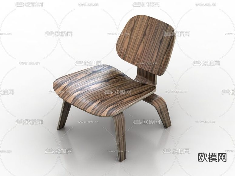 现代简约实木纹理休闲椅免费3d模型下载