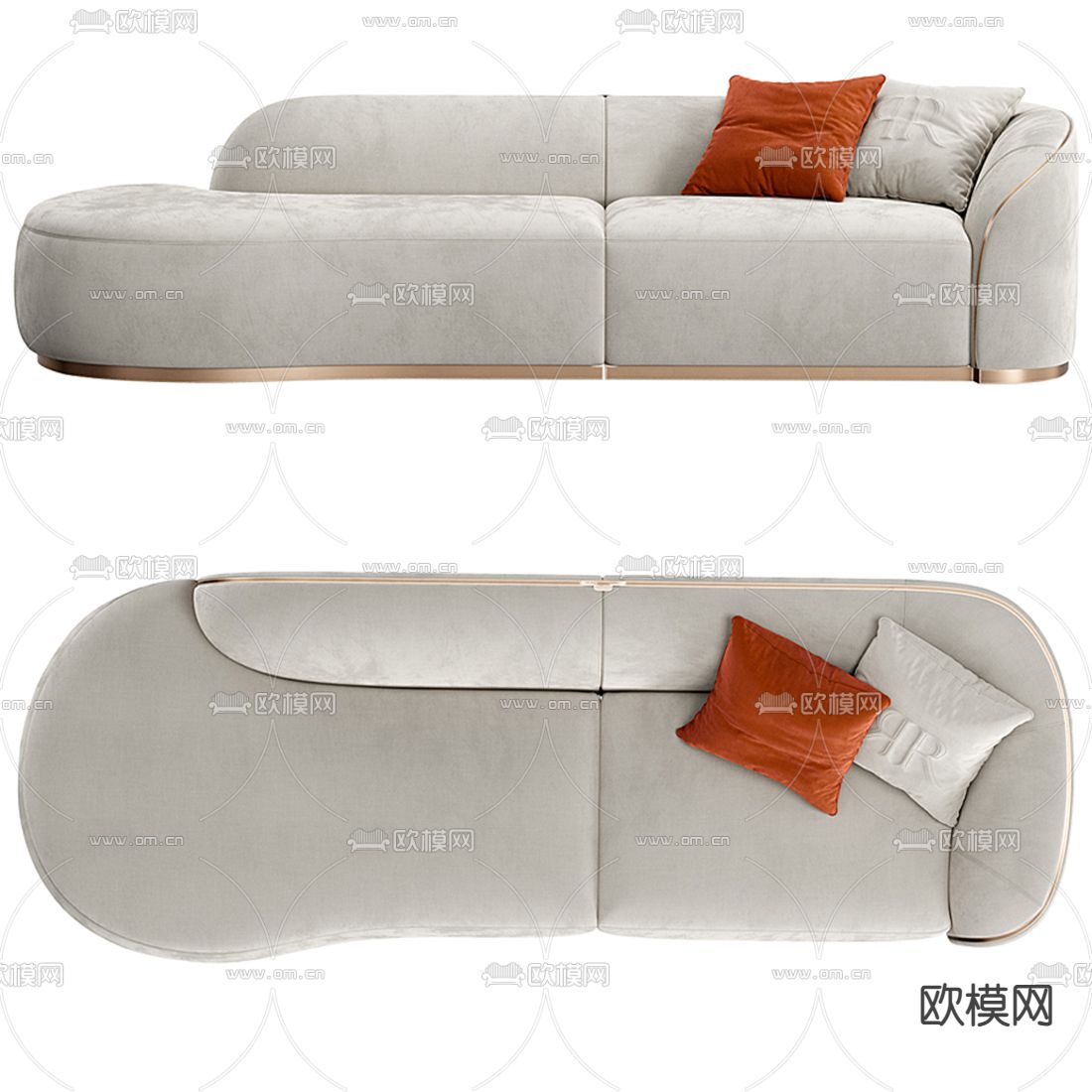 现代布艺贵妃椅3d模型下载（渲染图2）