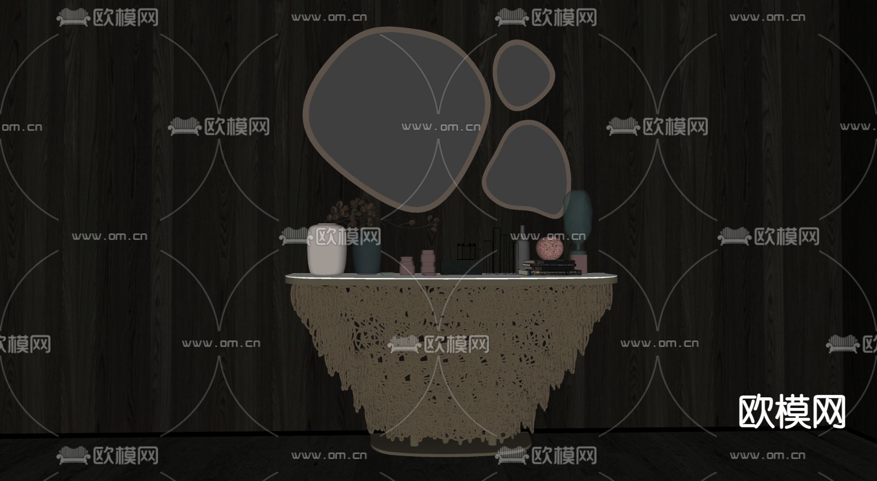 现代端景台su模型