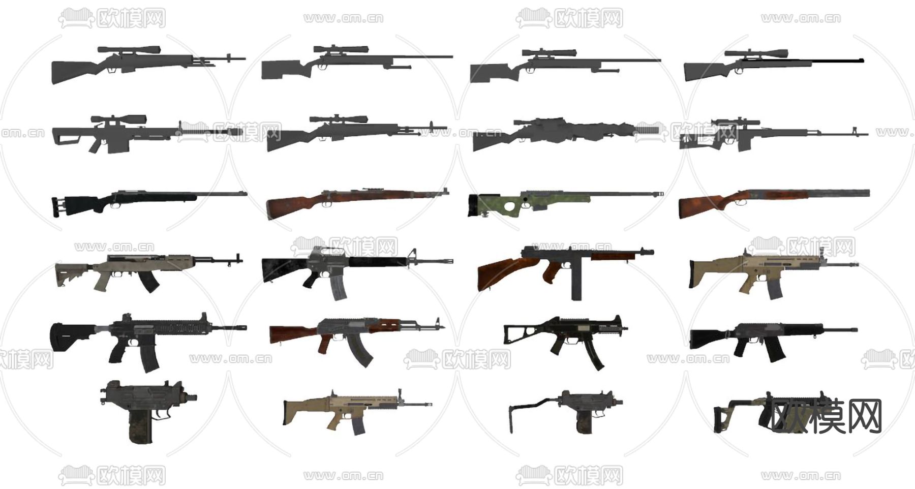 现代军事器材枪械su模型下载（渲染图2）