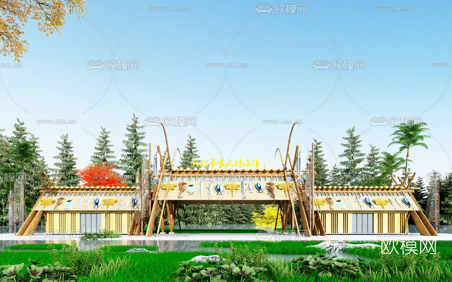 自然风入口大门免费3d模型下载