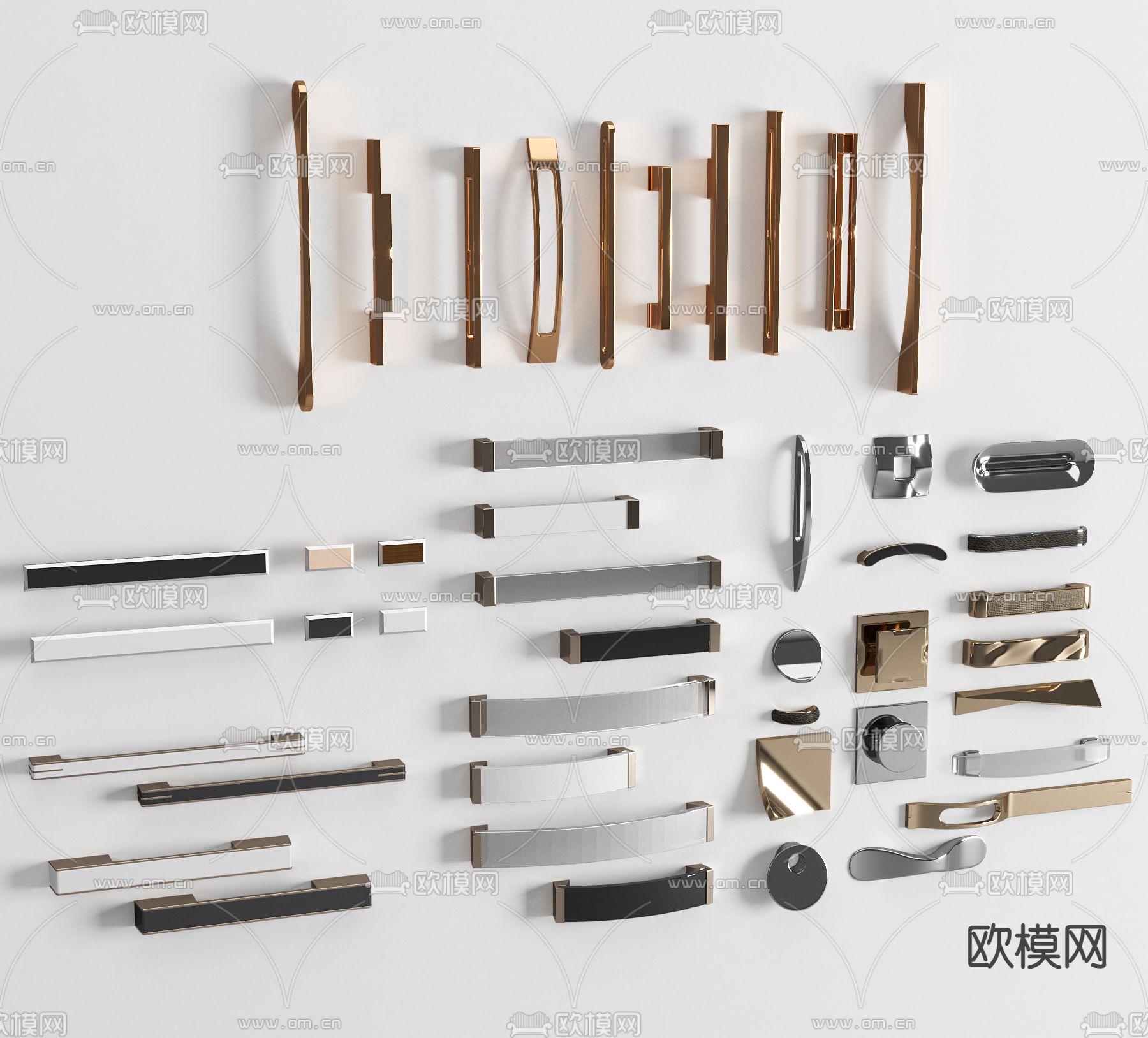 现代门把手柜门拉手su模型