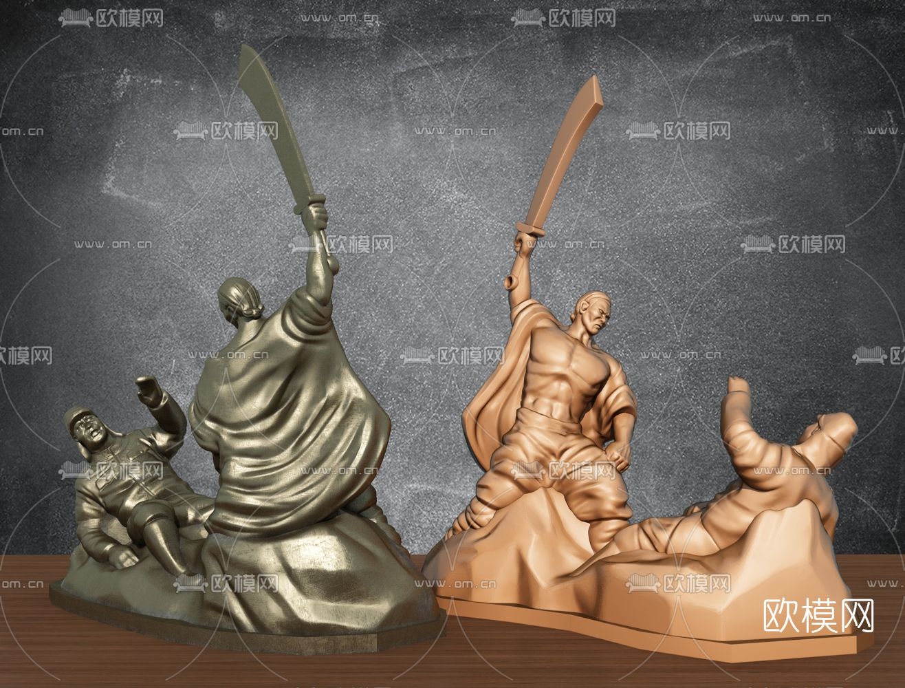 中式人物雕塑免费3d模型下载