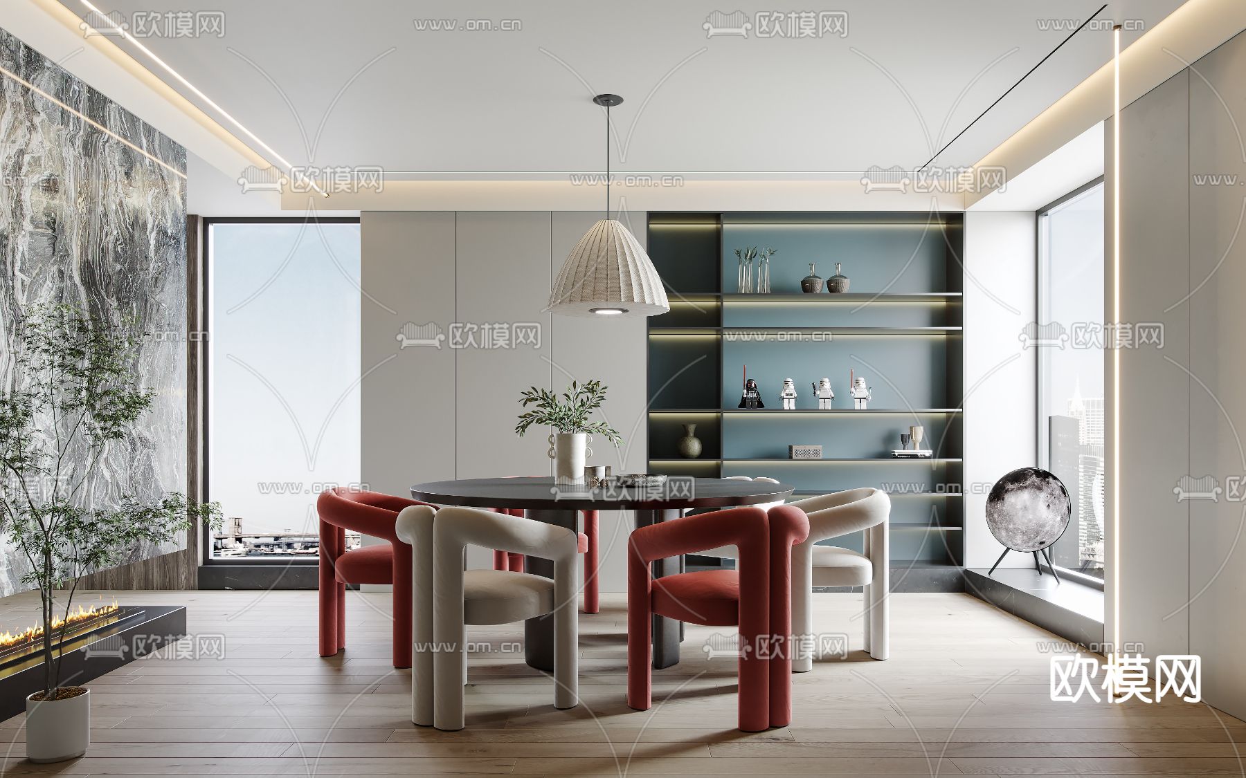 侘寂风餐厅su模型