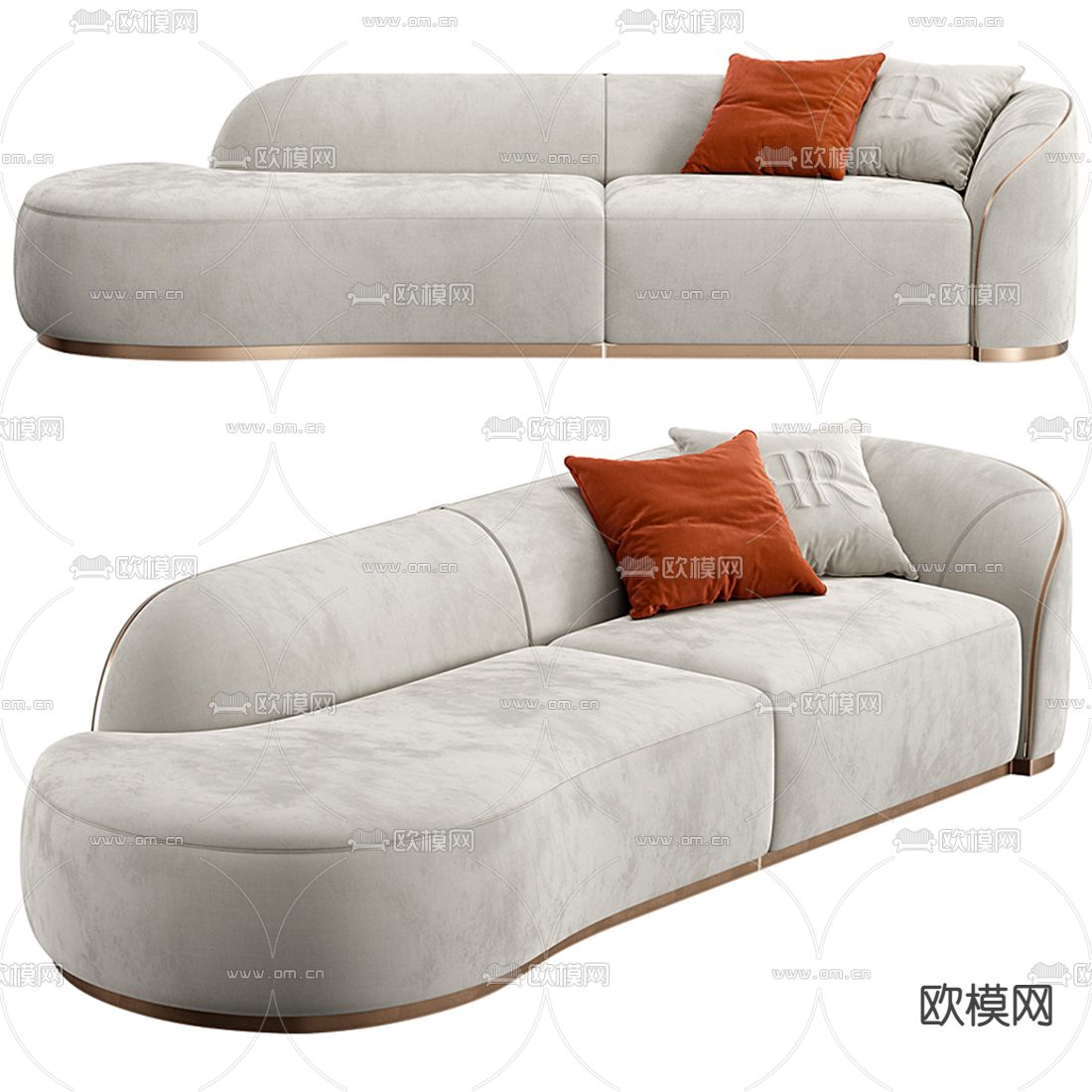 现代布艺贵妃椅3d模型下载（渲染图1）