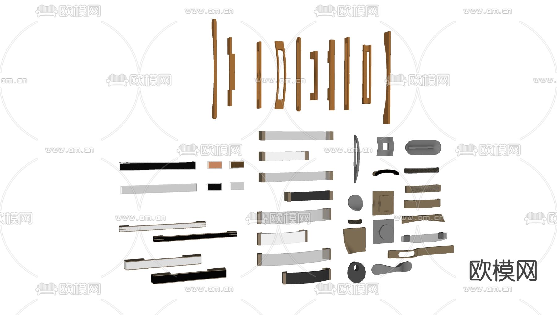 现代门把手柜门拉手su模型