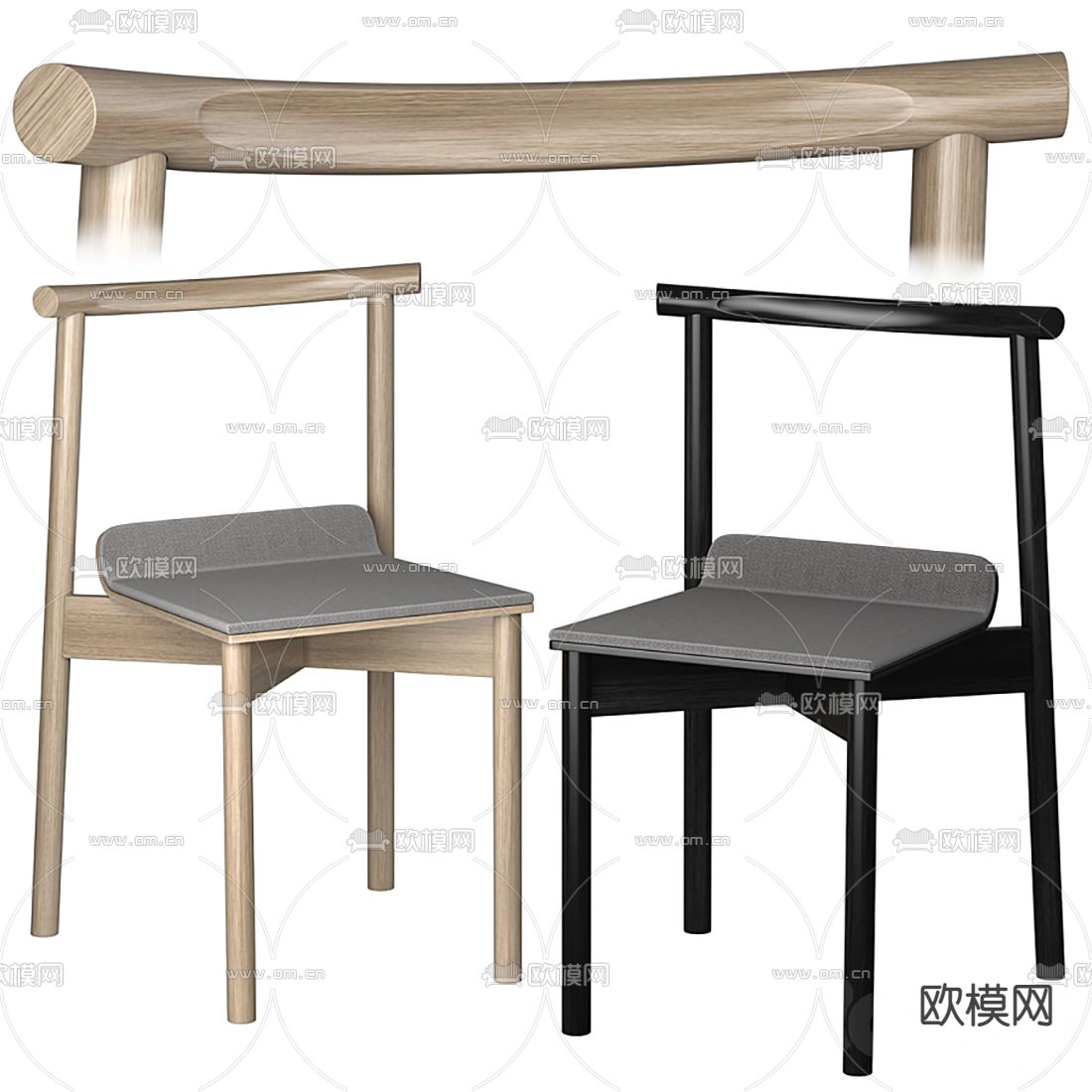 现代实木单椅3d模型下载（渲染图2）
