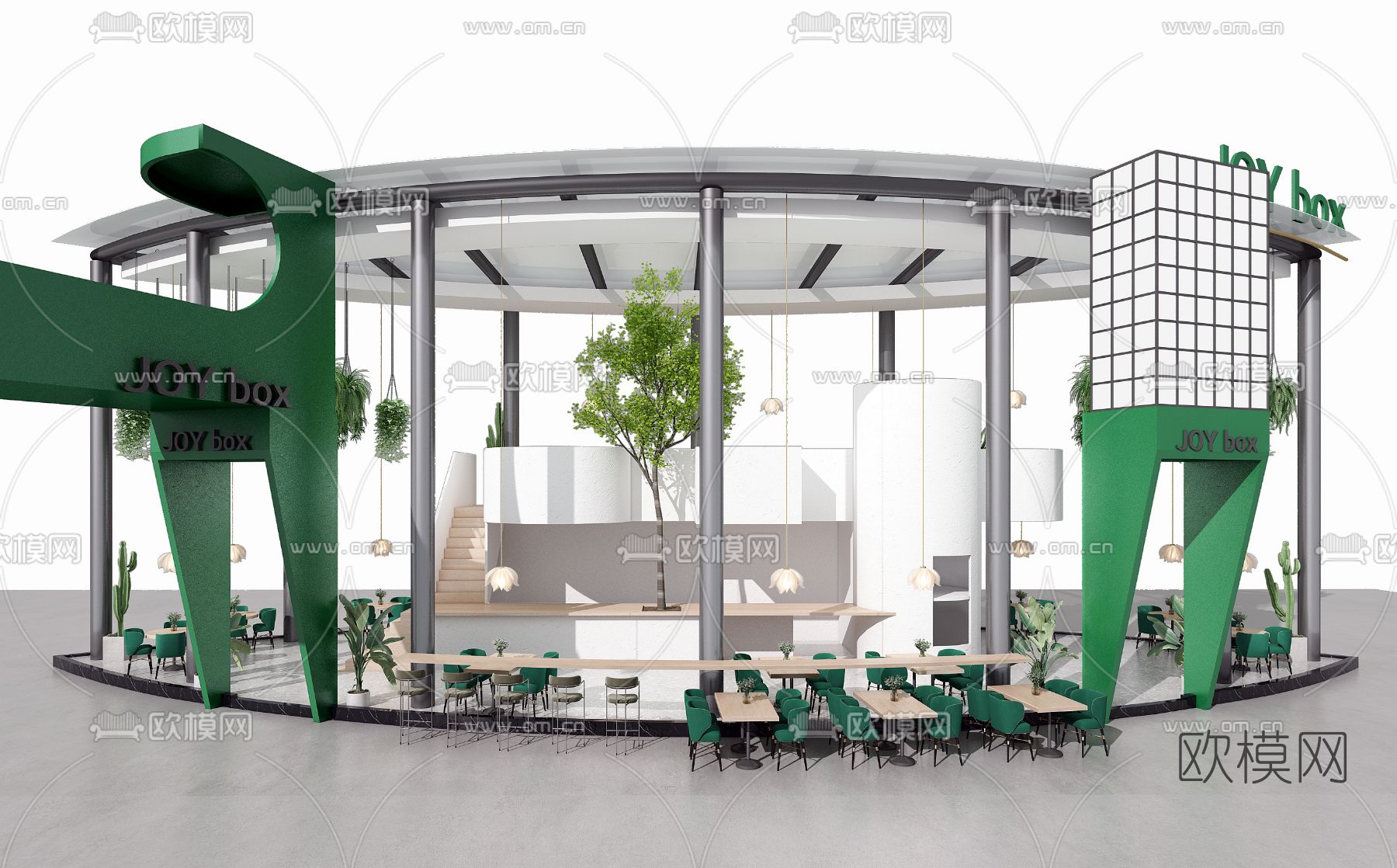 现代复式快餐店3d模型下载（渲染图2）