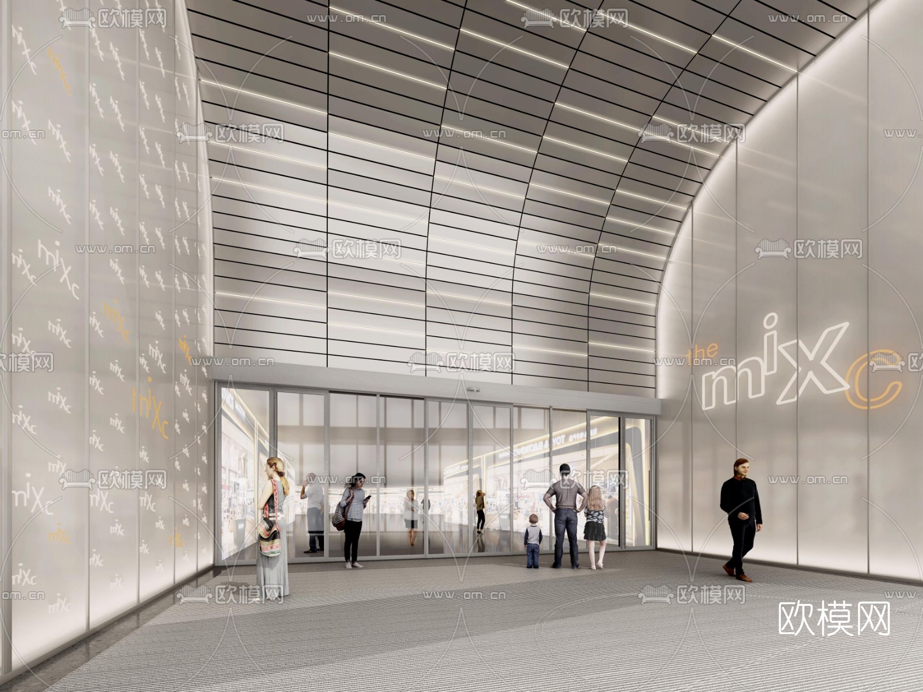 现代商场门头门面3d模型下载