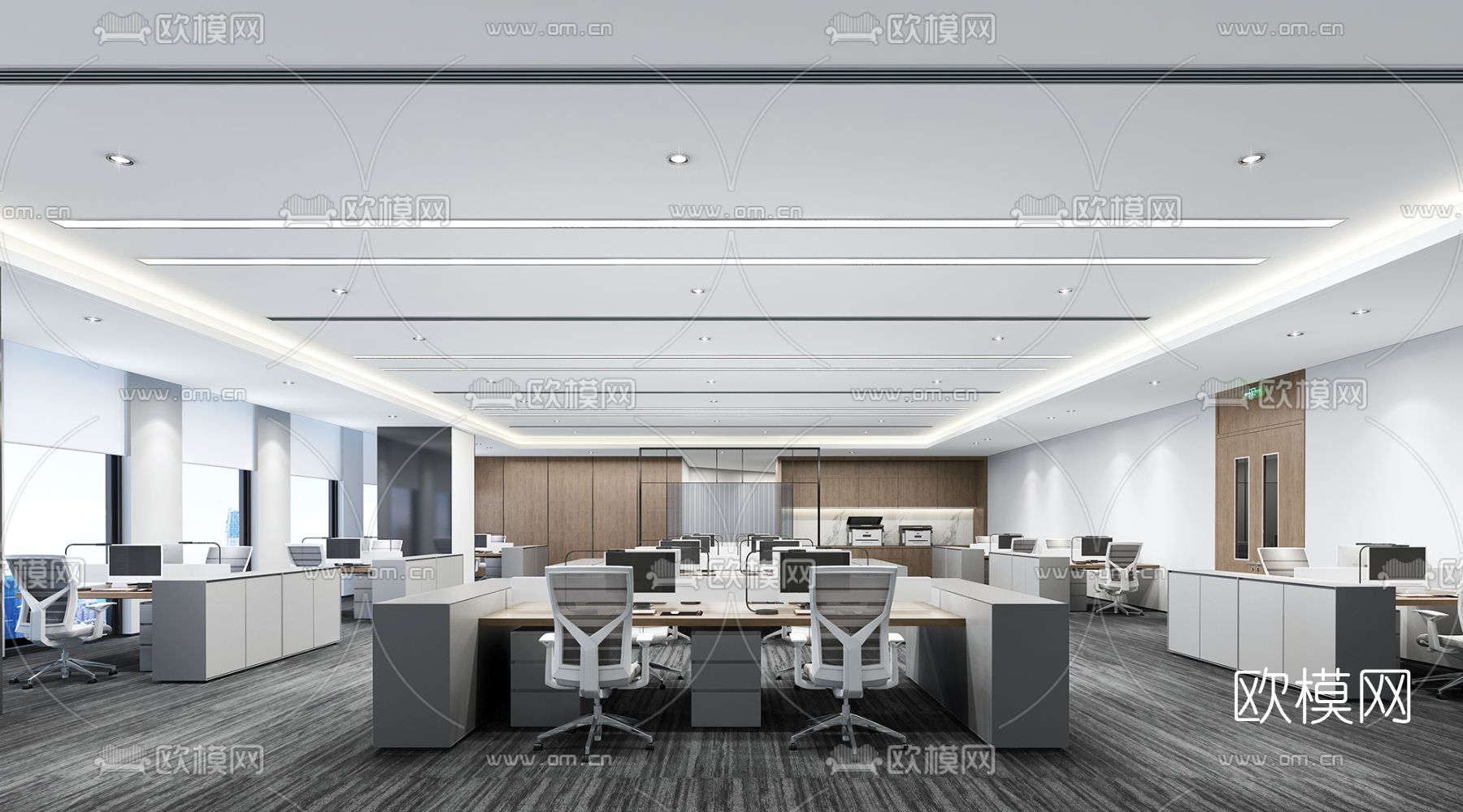 现代敞开式办公室免费3d模型下载_ID11928865_3dmax免费模型-欧模网