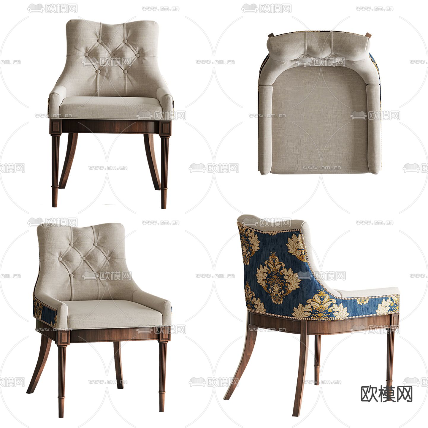美式布艺单椅3d模型下载