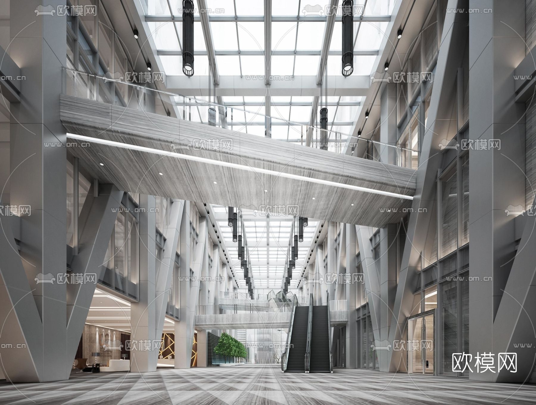 现代商场中庭免费3d模型下载
