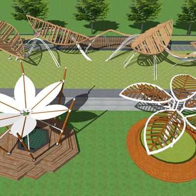 异形景观廊架 树叶廊架su模型