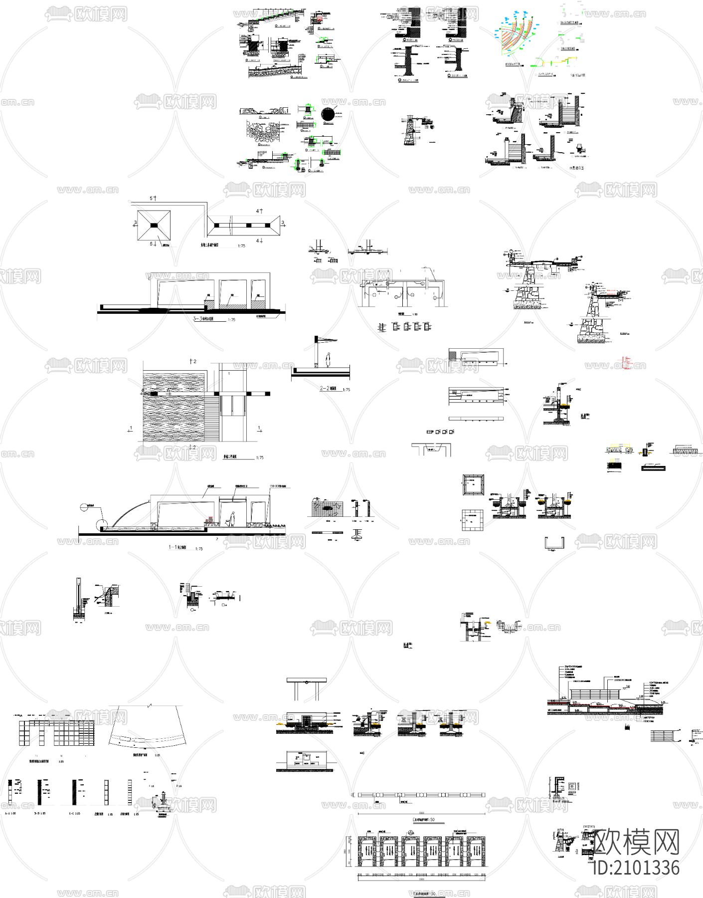 挡土景墙cad施工图下载