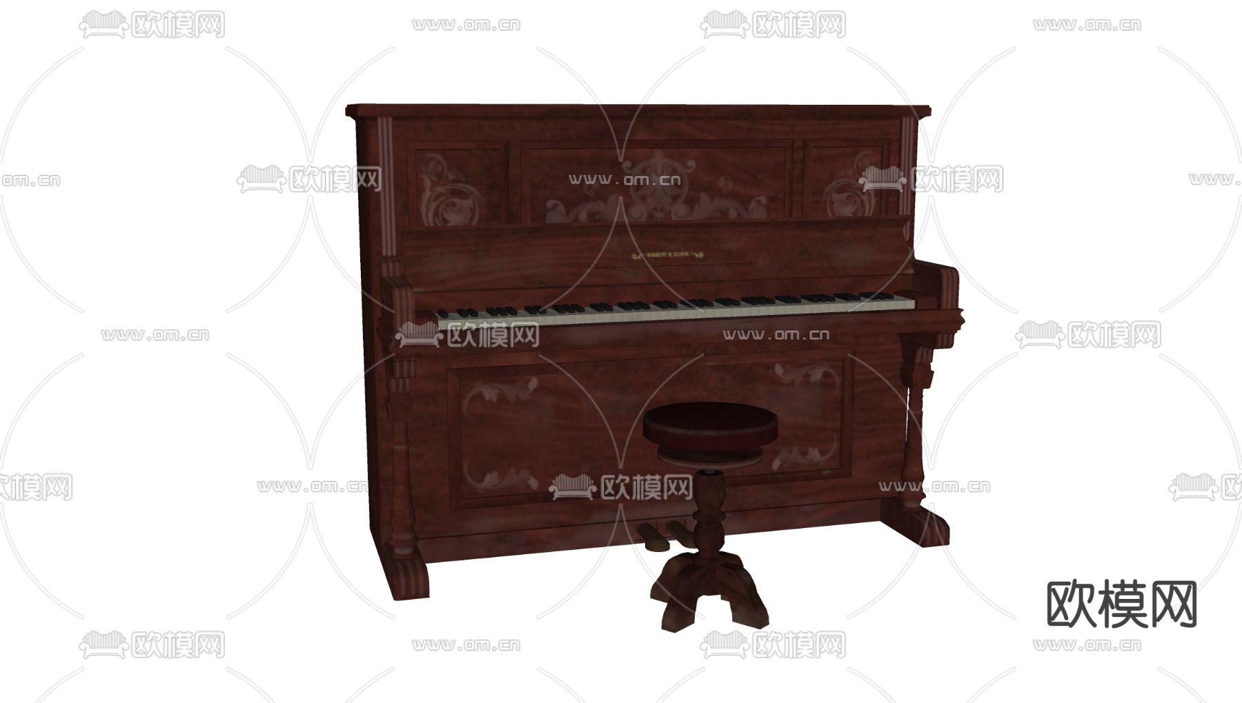 新古典钢琴su模型下载（渲染图2）