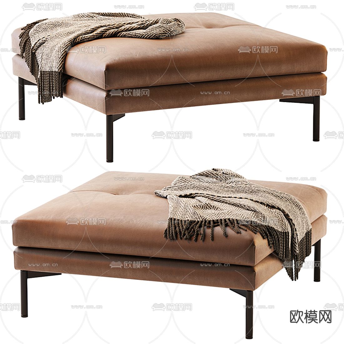 Bonaldo 现代皮革沙发脚踏3d模型下载（渲染图3）