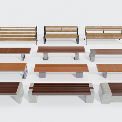  现代户外长椅su模型 