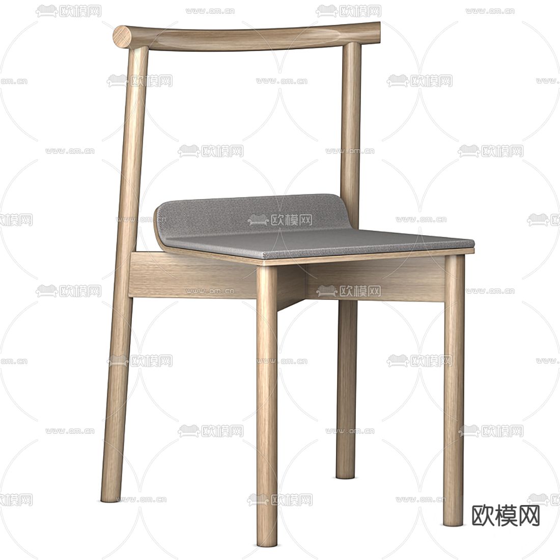 现代实木单椅3d模型下载（渲染图1）