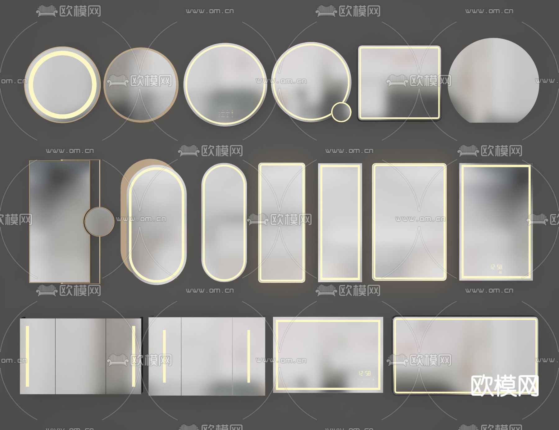 现代镜柜镜子3d模型下载