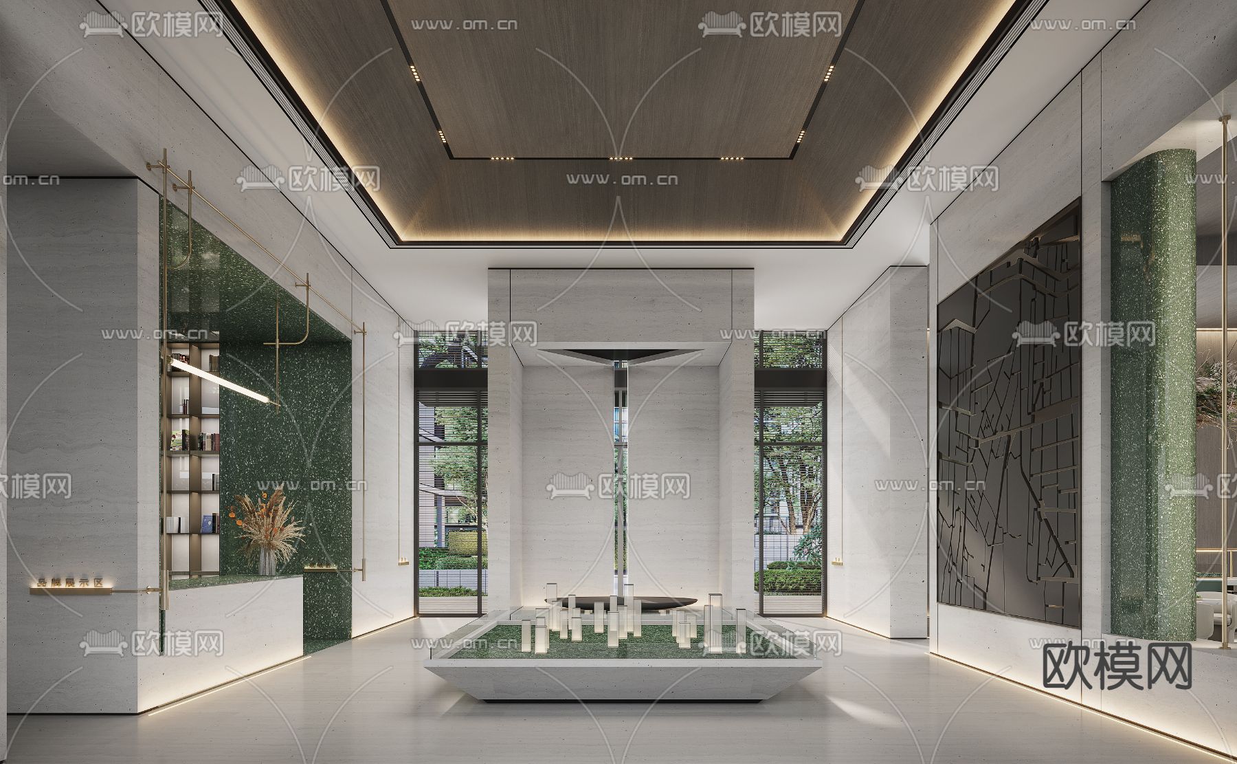 现代售楼处洽谈区3d模型下载（渲染图1）