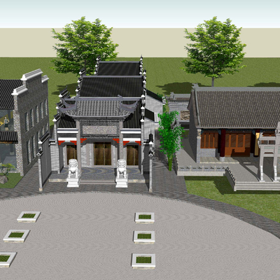  新中式祭祀su模型 