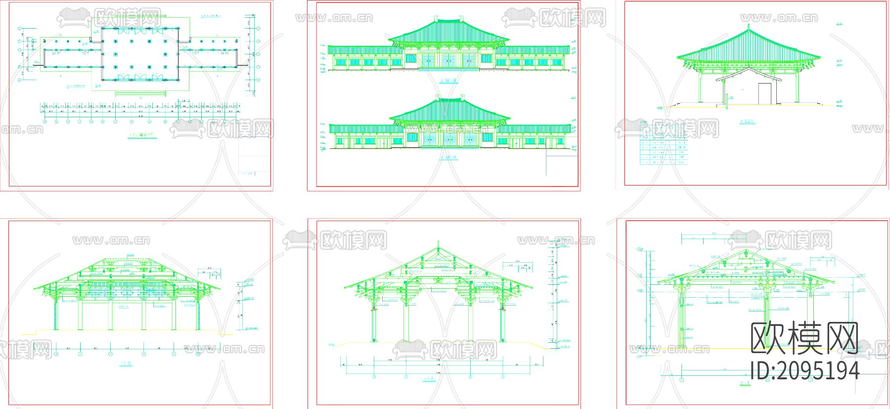 山门古建cad施工图-免费3dmax模型库-欧模网