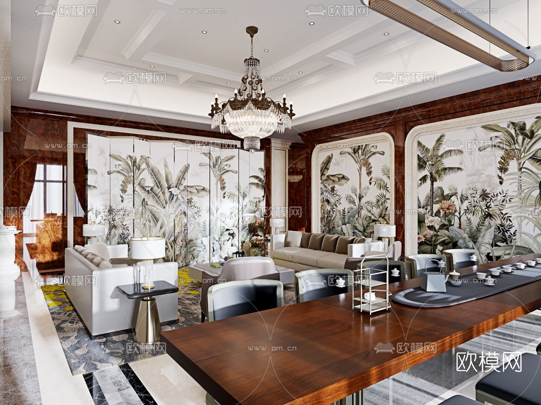 美式餐厅包房免费3d模型下载（渲染图2）
