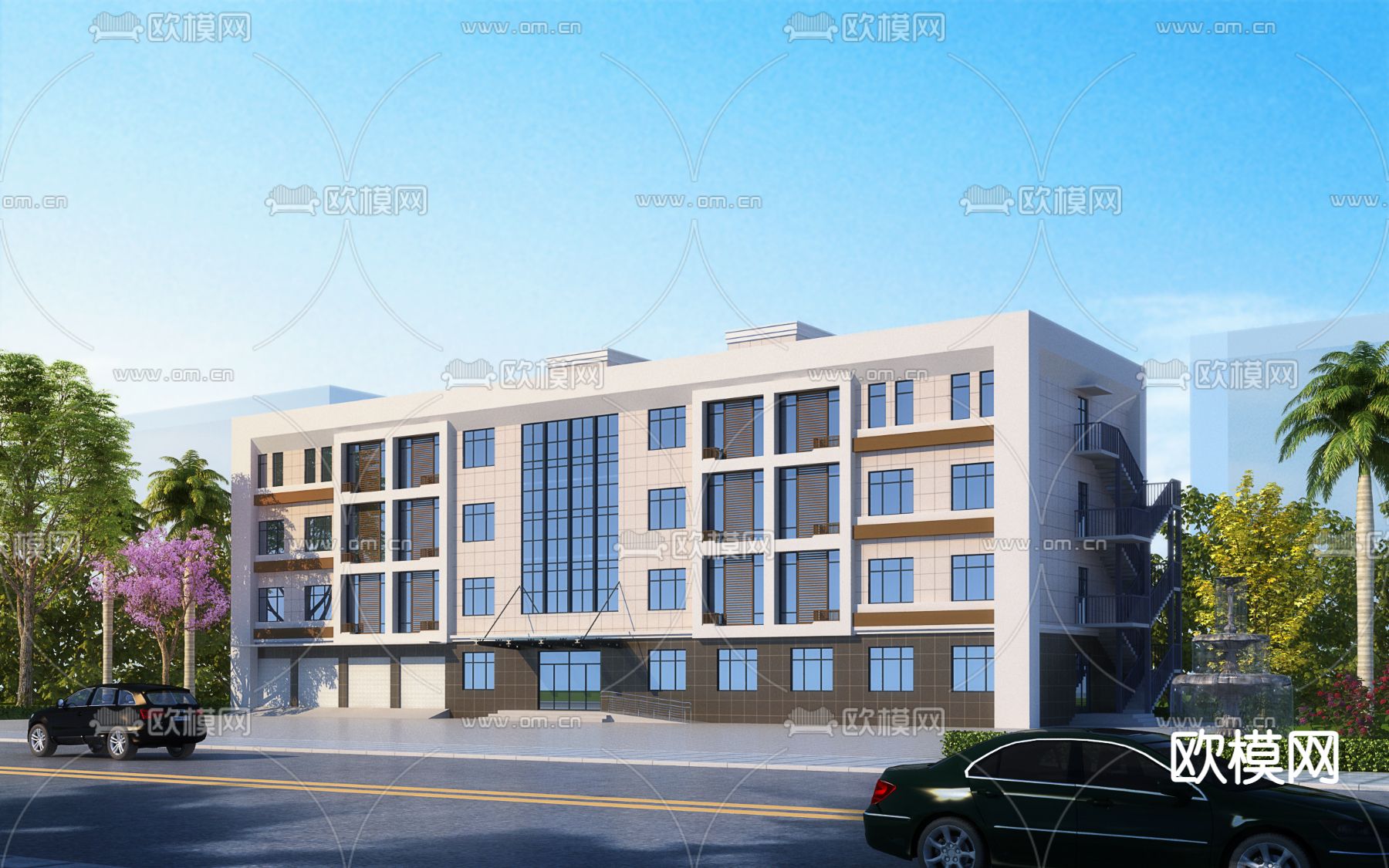 现代办公楼建筑外观3d模型下载