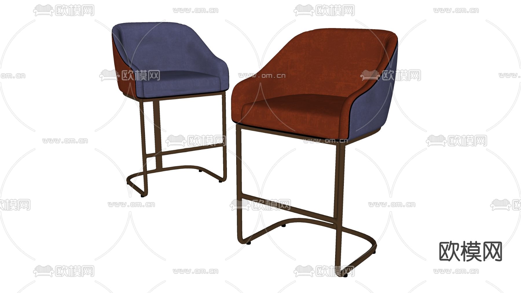 现代吧台椅su模型