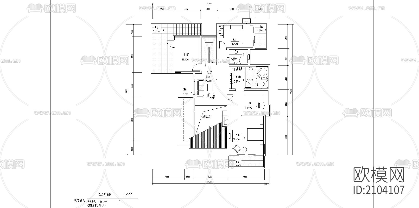别墅cad施工图下载（渲染图1）