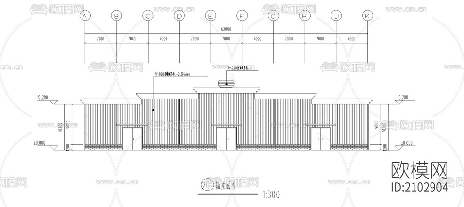 河南发面钢结构工程cad施工图下载(渲染图2)