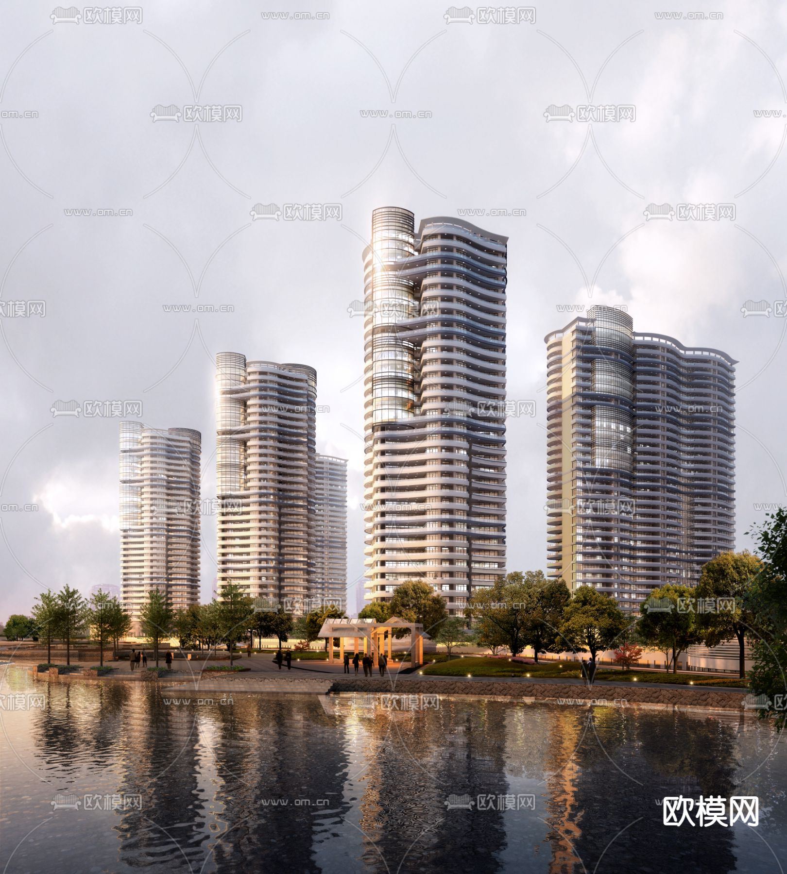 现代办公楼外观psd下载