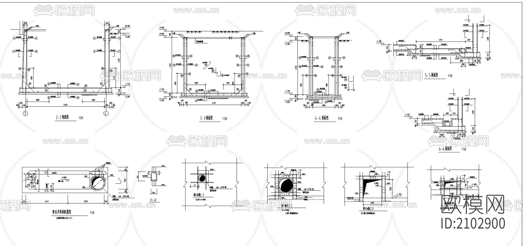 泵房结构设计cad施工图下载（渲染图3）