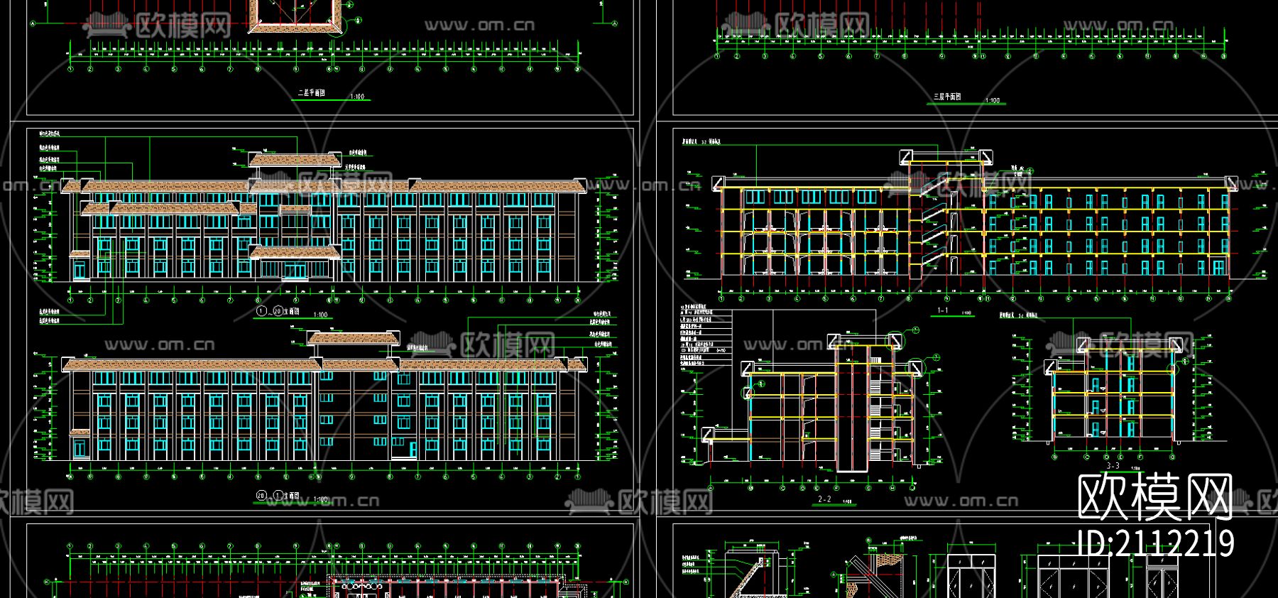 宾馆cad图纸下载（渲染图1）