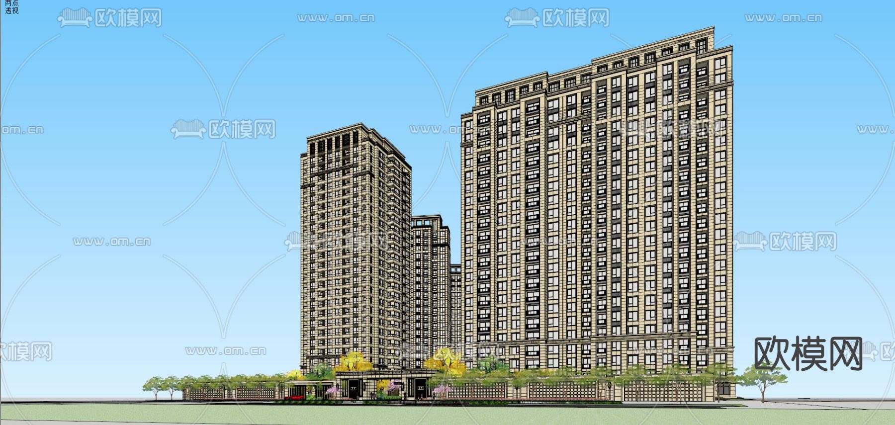 新古典高品质小区su模型