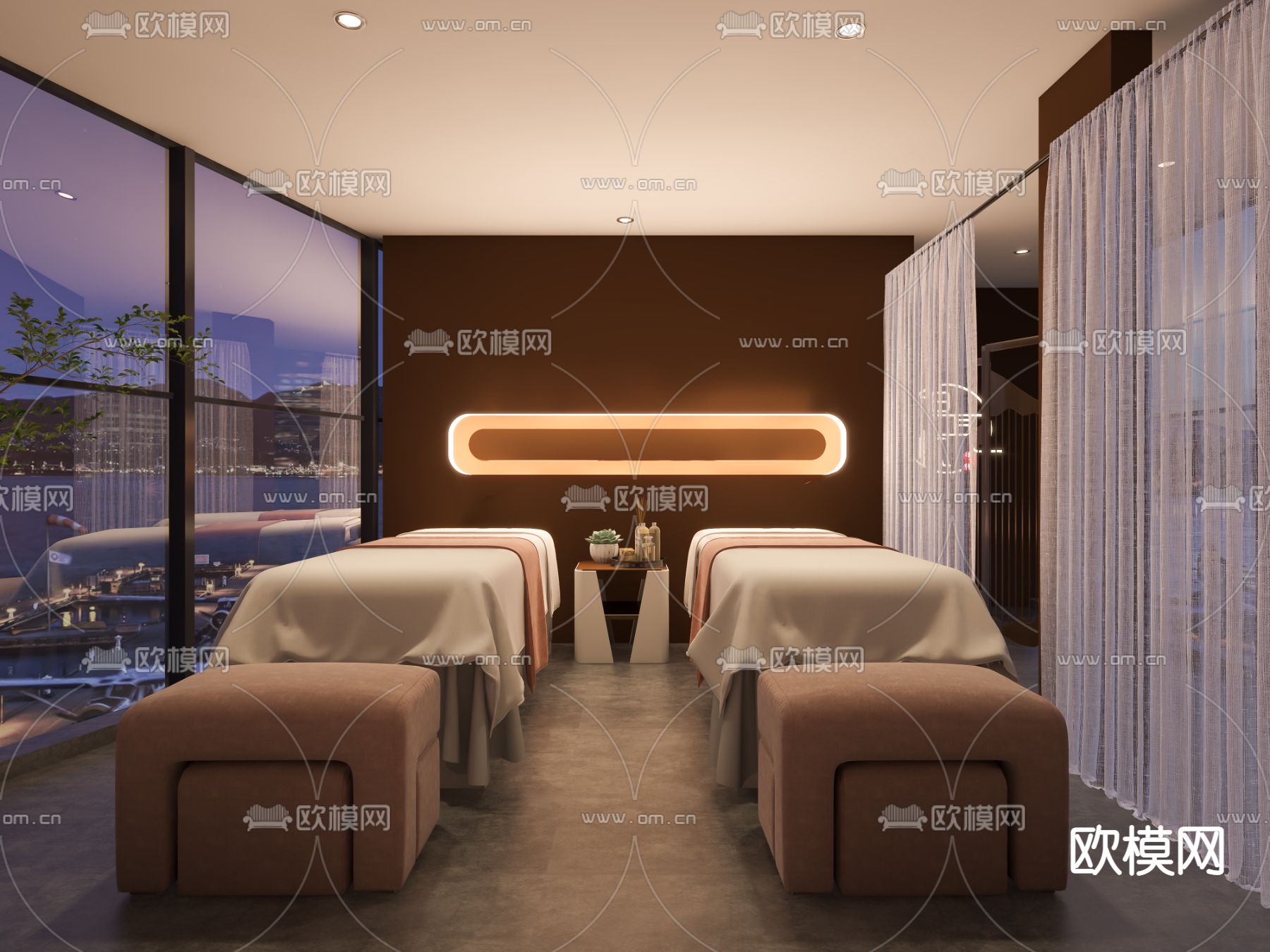 现代SPA采耳养生会所3d模型下载（渲染图1）