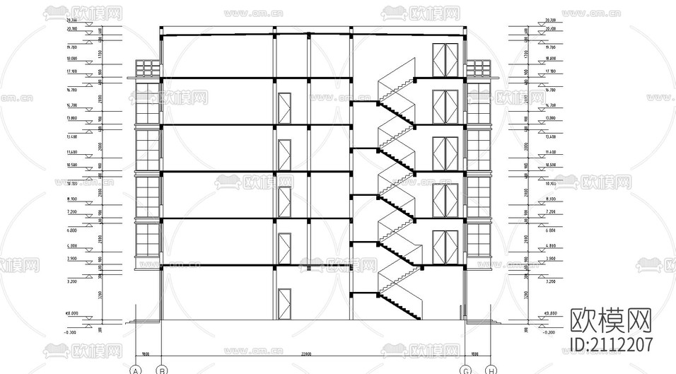 綜合樓建筑cad圖下載(渲染圖5)