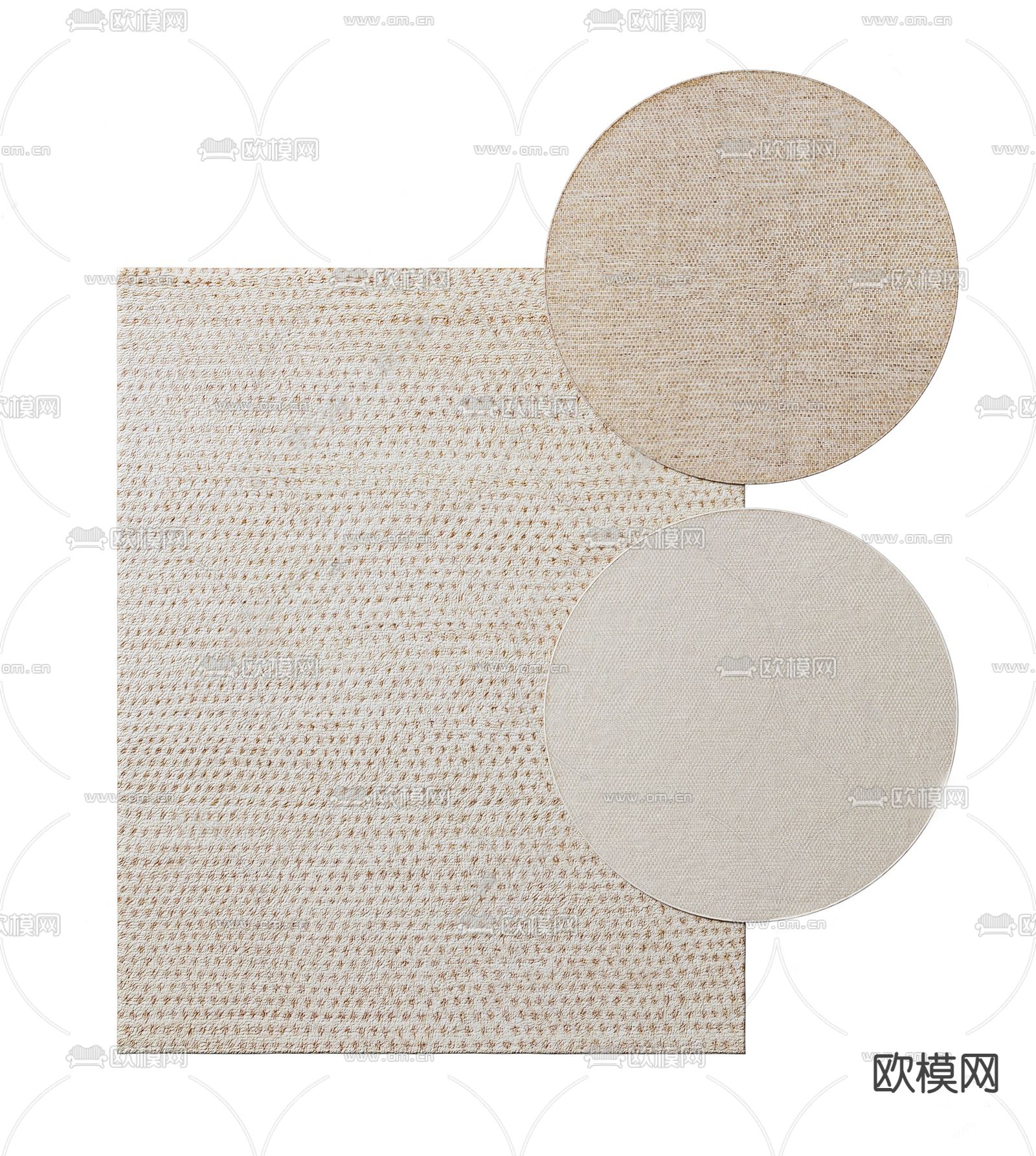 现代布艺地毯su模型下载（渲染图1）