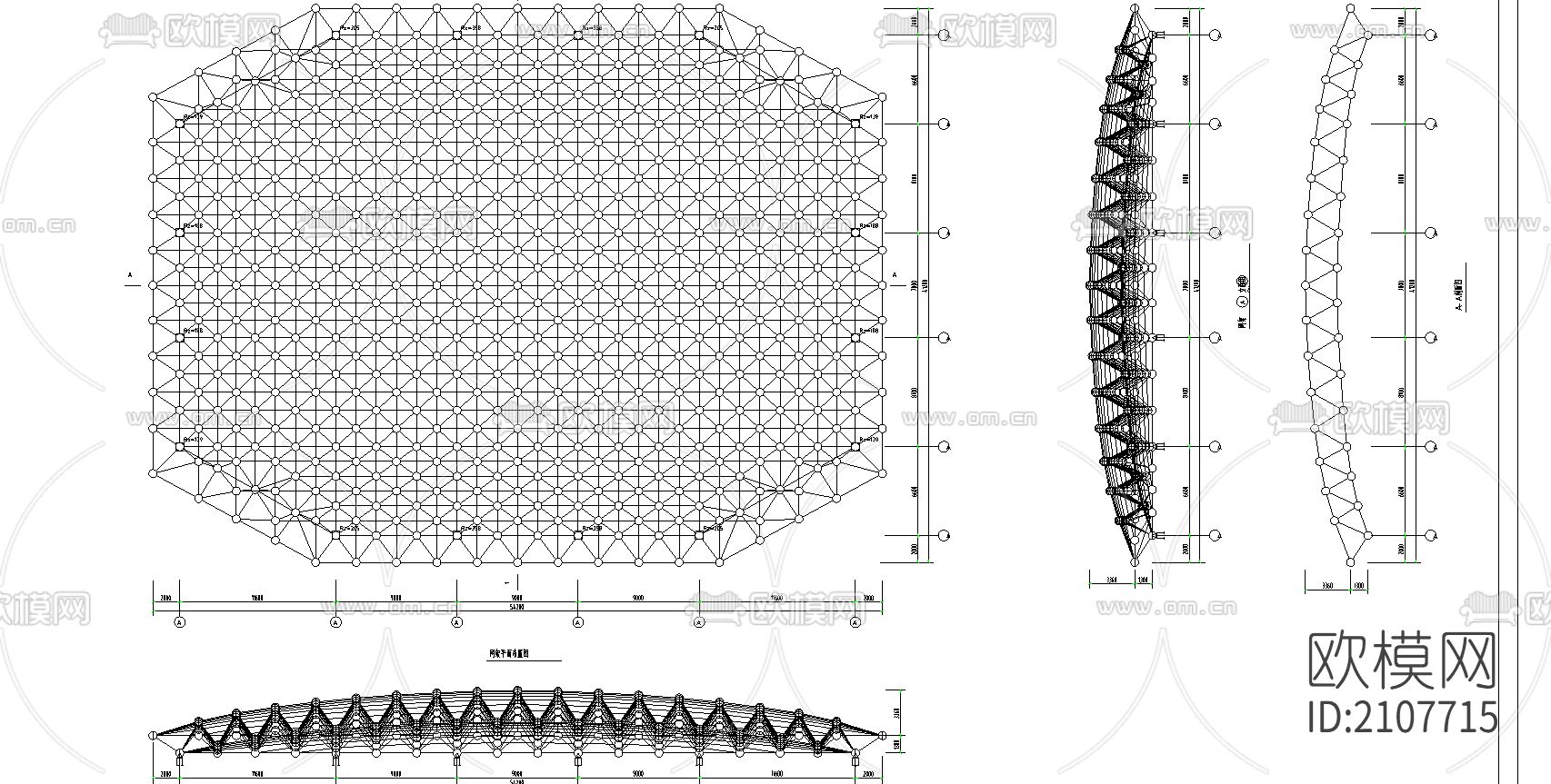 电业局网架cad施工图下载（渲染图5）