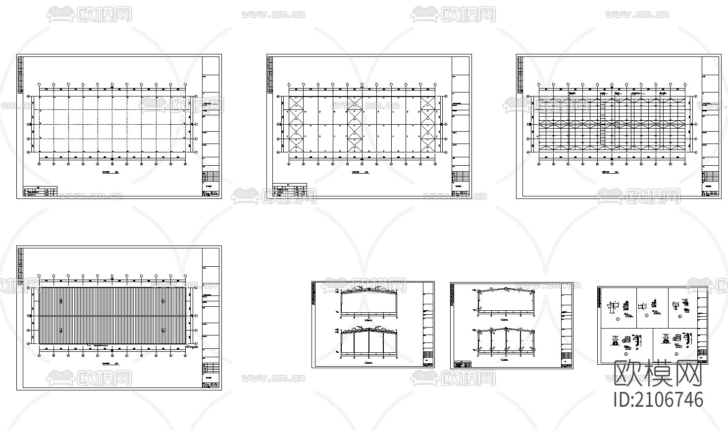 钢结构23米跨度工程cad施工图下载（渲染图5）