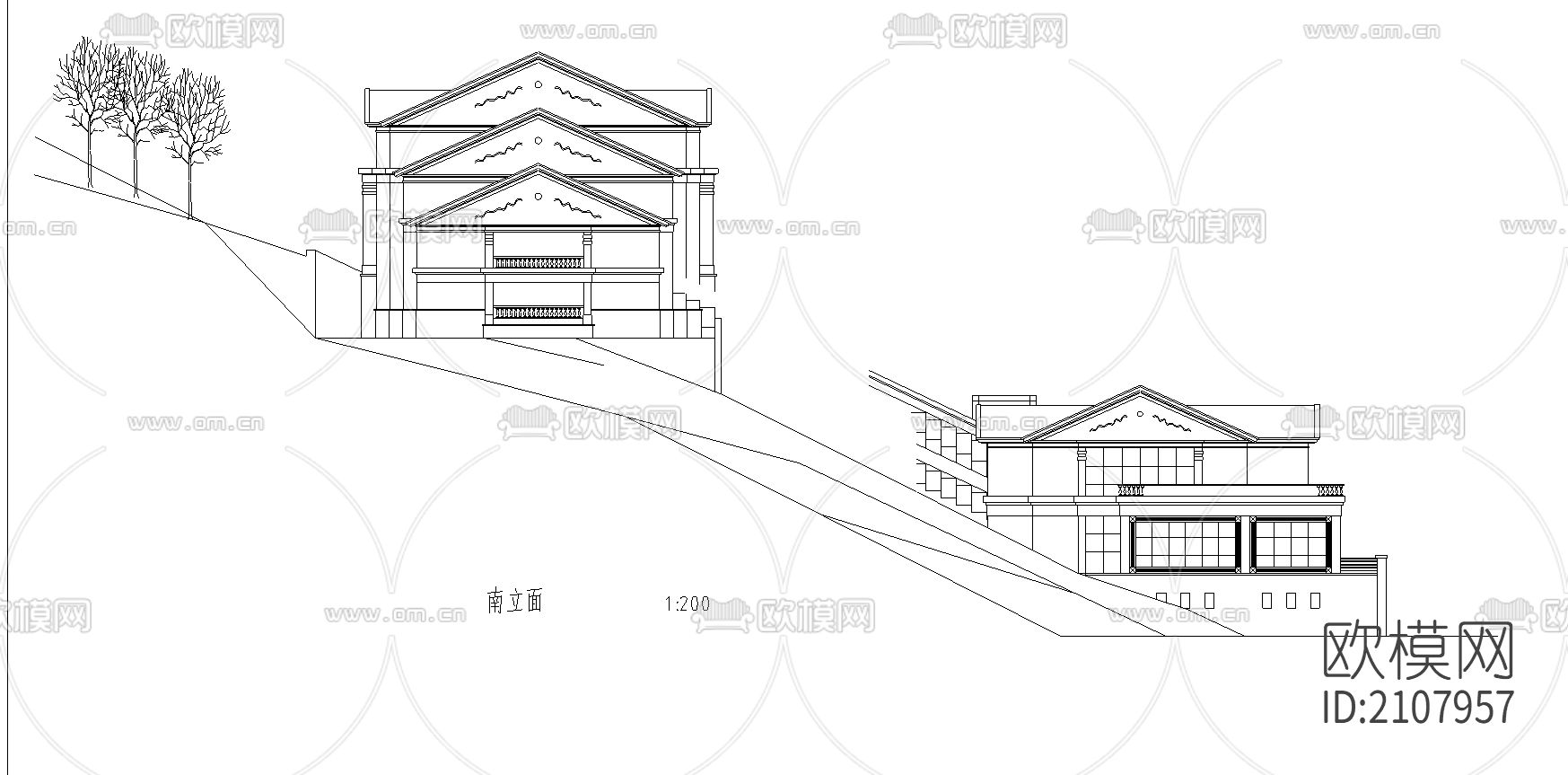 休闲山庄方案cad施工图下载（渲染图2）