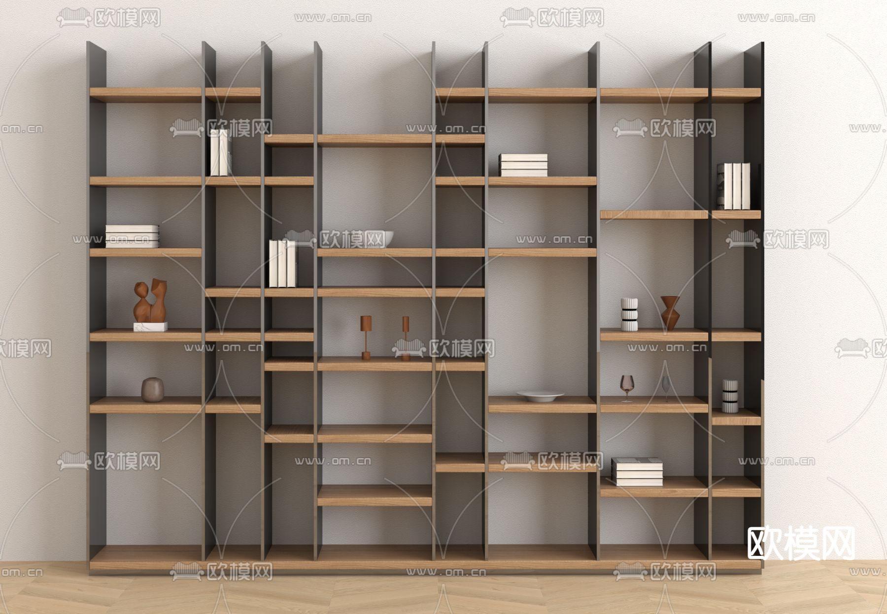现代书架su模型下载（渲染图1）