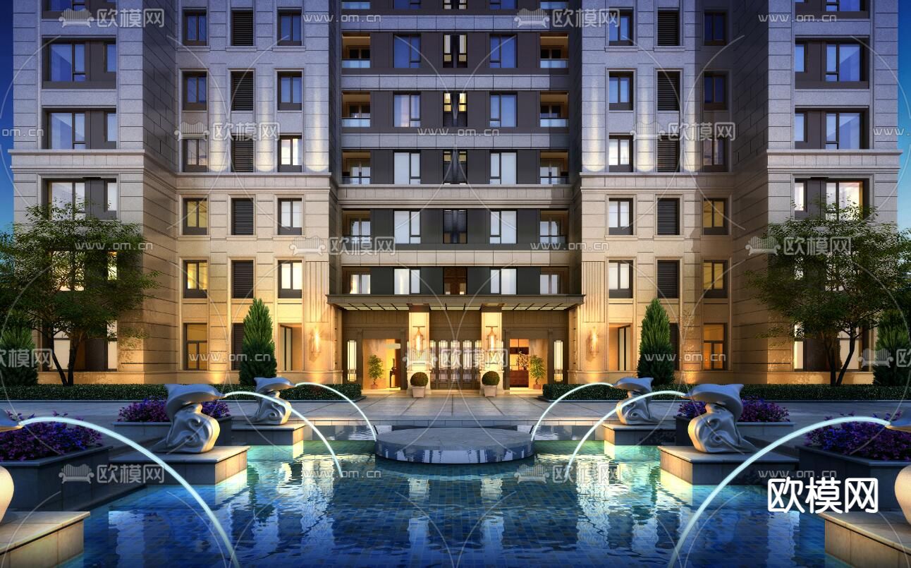新古典高品质小区su模型