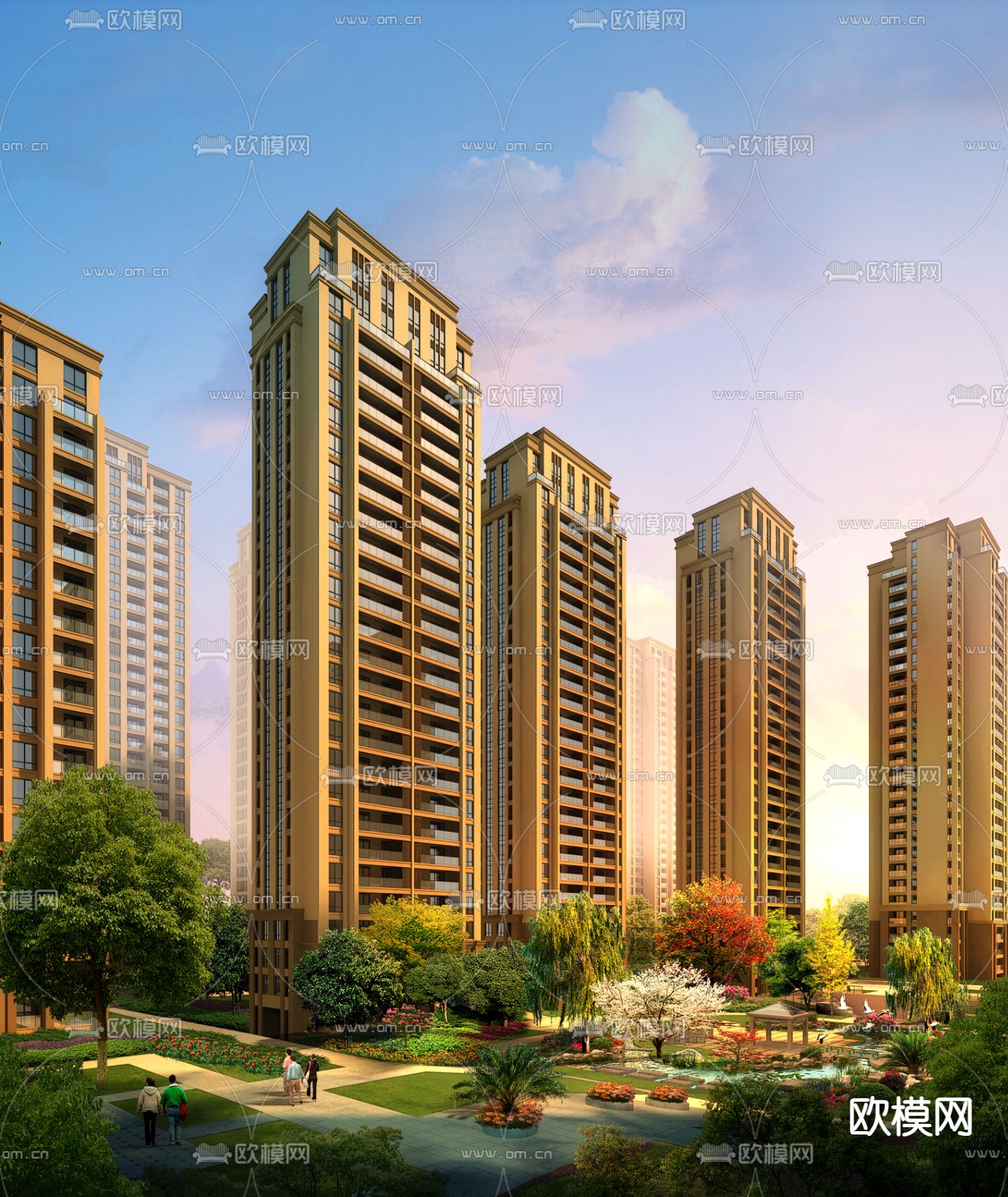 新古典住宅楼外观psd下载