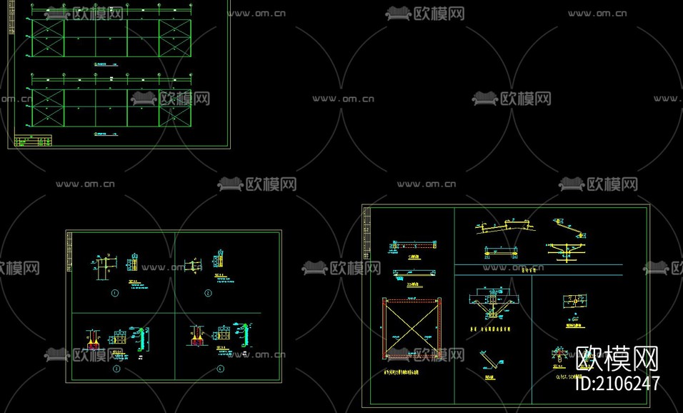 12米跨度工程cad施工圖下載(渲染圖1)