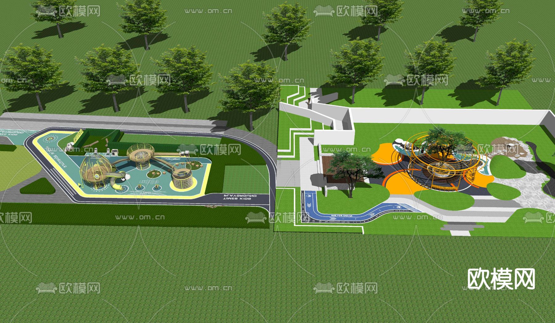 现代儿童游乐设施su模型下载