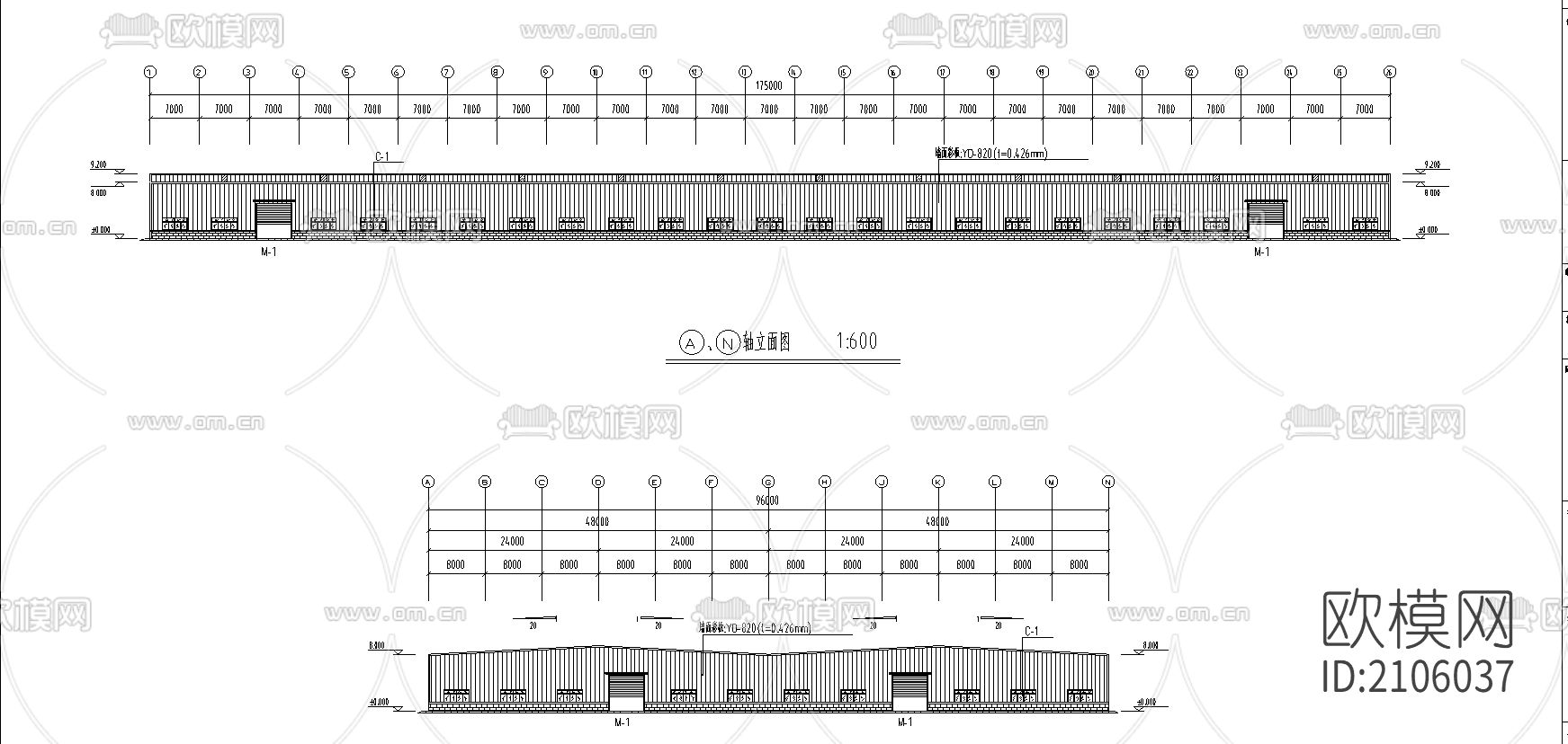 175米x96米工程cad施工图下载（渲染图5）