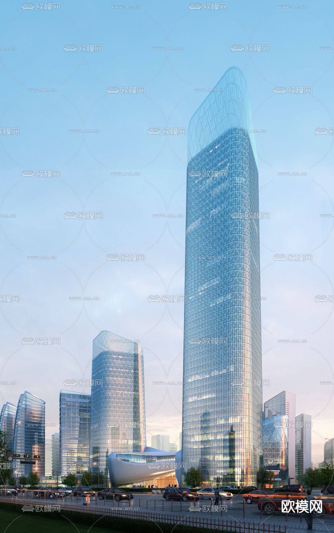 现代办公楼外观psd下载