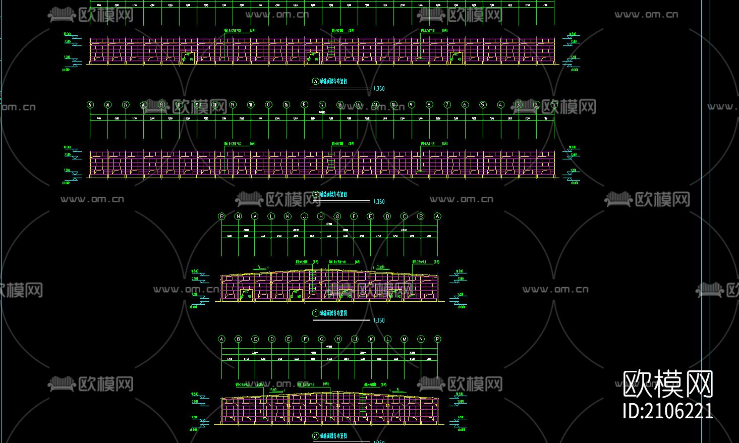 公司187×87厂房工程cad施工图下载（渲染图1）