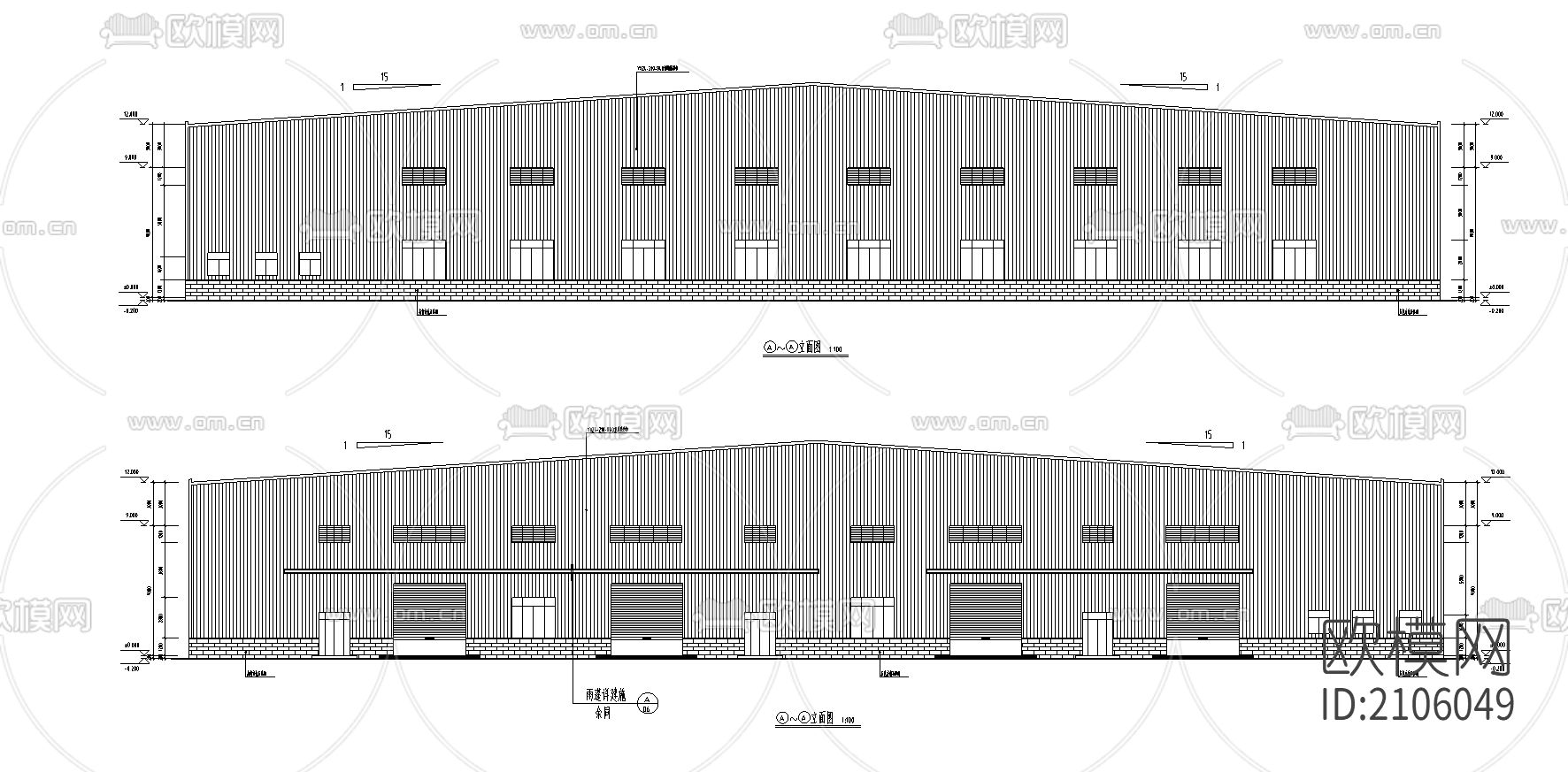 安东园长江厂房cad施工图下载（渲染图1）
